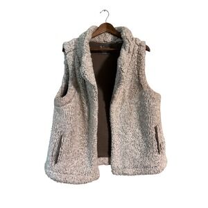 Natural Reflections Fuzzy Sherpa‎ Vest Womens XL Sleeveless Pockets Casual